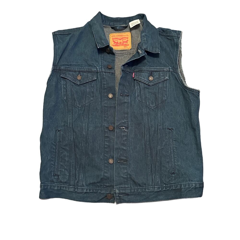 Levi Strauss Dark Medium Blue Wash Men’s Denim Vest